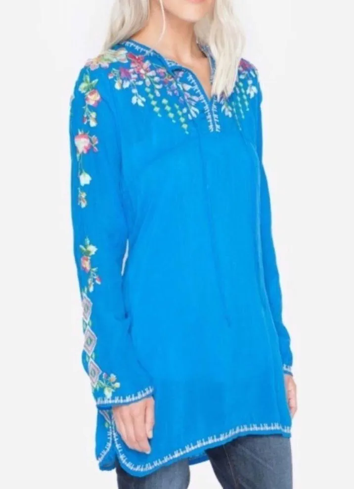 JOHNNY WAS Vanessa Georgette Embroidered Tunic Top - Image 3
