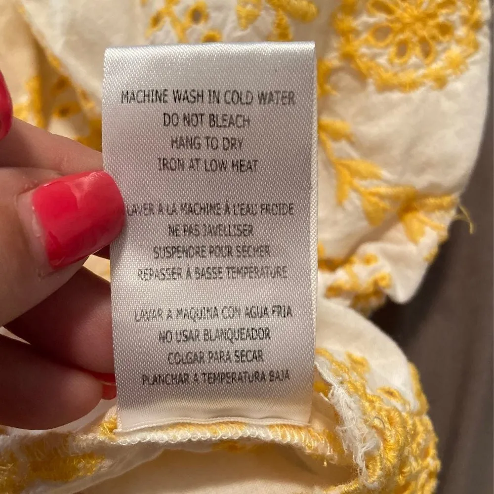 California Moon Rise Tie Front Crochet Blouse White Size M - Image 9