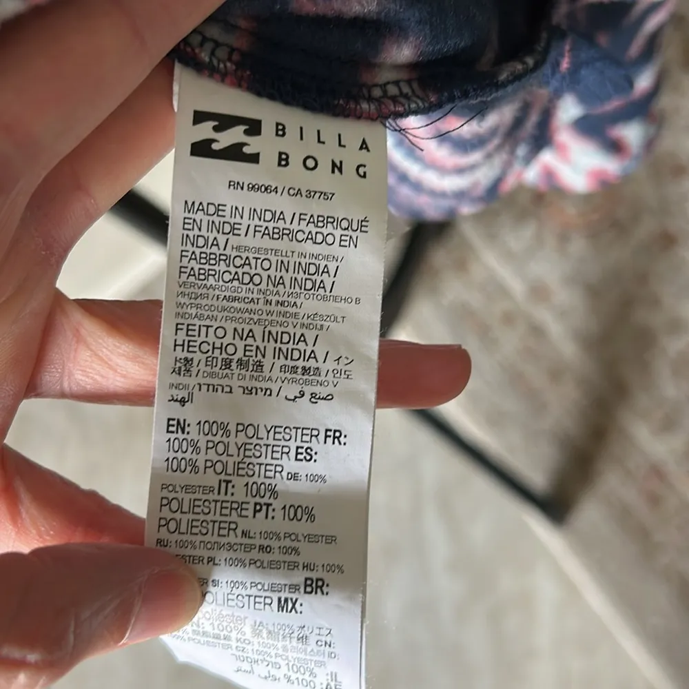 Billabong navy polar fleece hoodie adventure pull over boho tribal printed L​ - Image 11