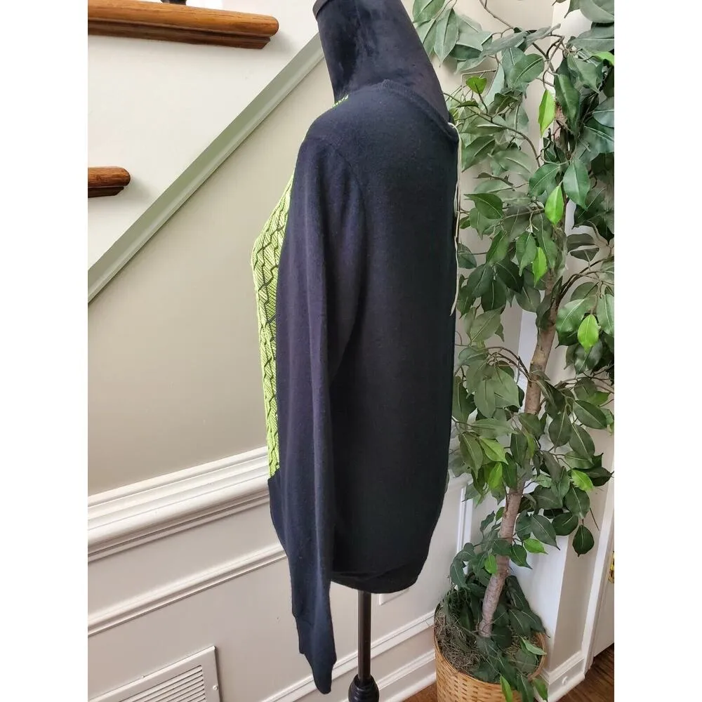 Losangeles Women's Black & Green Cotton Round Neck Long Sleeve Sweater Size S - Image 5