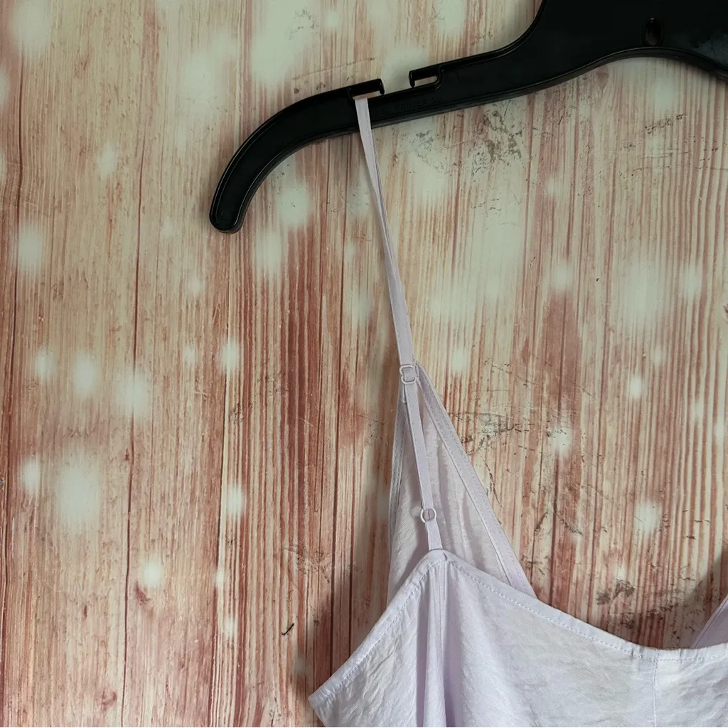 H&M Lilac Purple Semi Sheer Flounce Trim Crinkle Midi Dress - Image 13