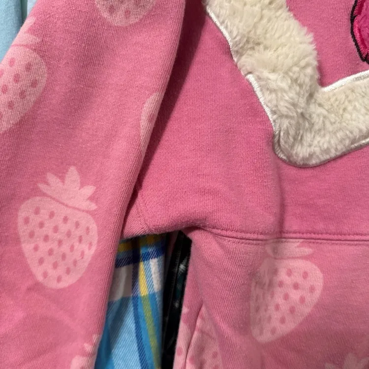 Disney parks pixar Toy Story lotso strawberry bear fuzzy spirit jersey hoodie S - Image 4