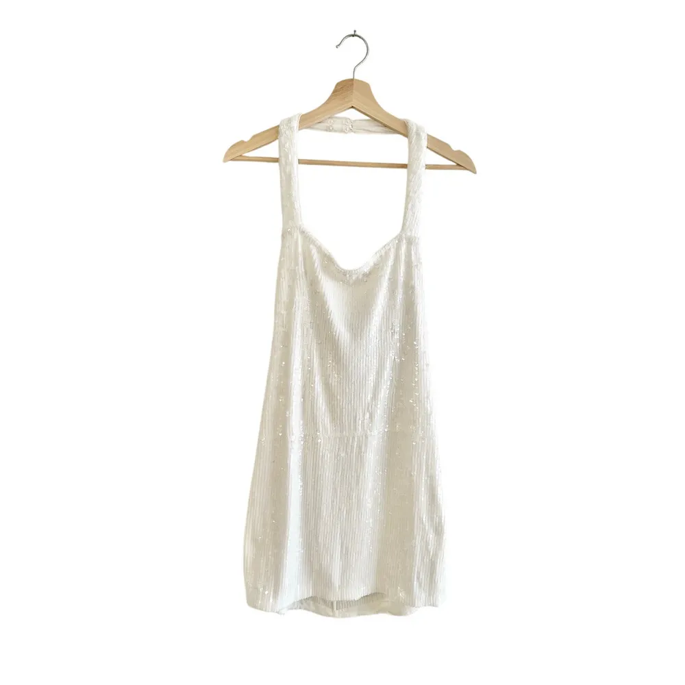 Show Me Your Mumu Samba Mini Dress in White Liquid Sequins M - Image 5