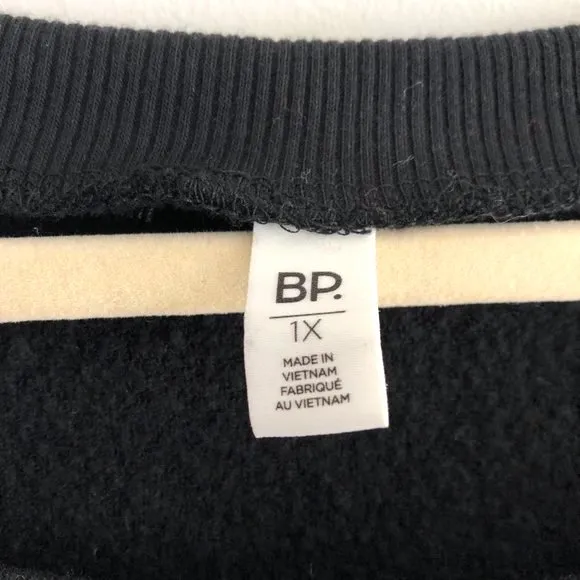 New  Belted Hem Sweatshirt Soft Fleece Pullover Black - Image 13