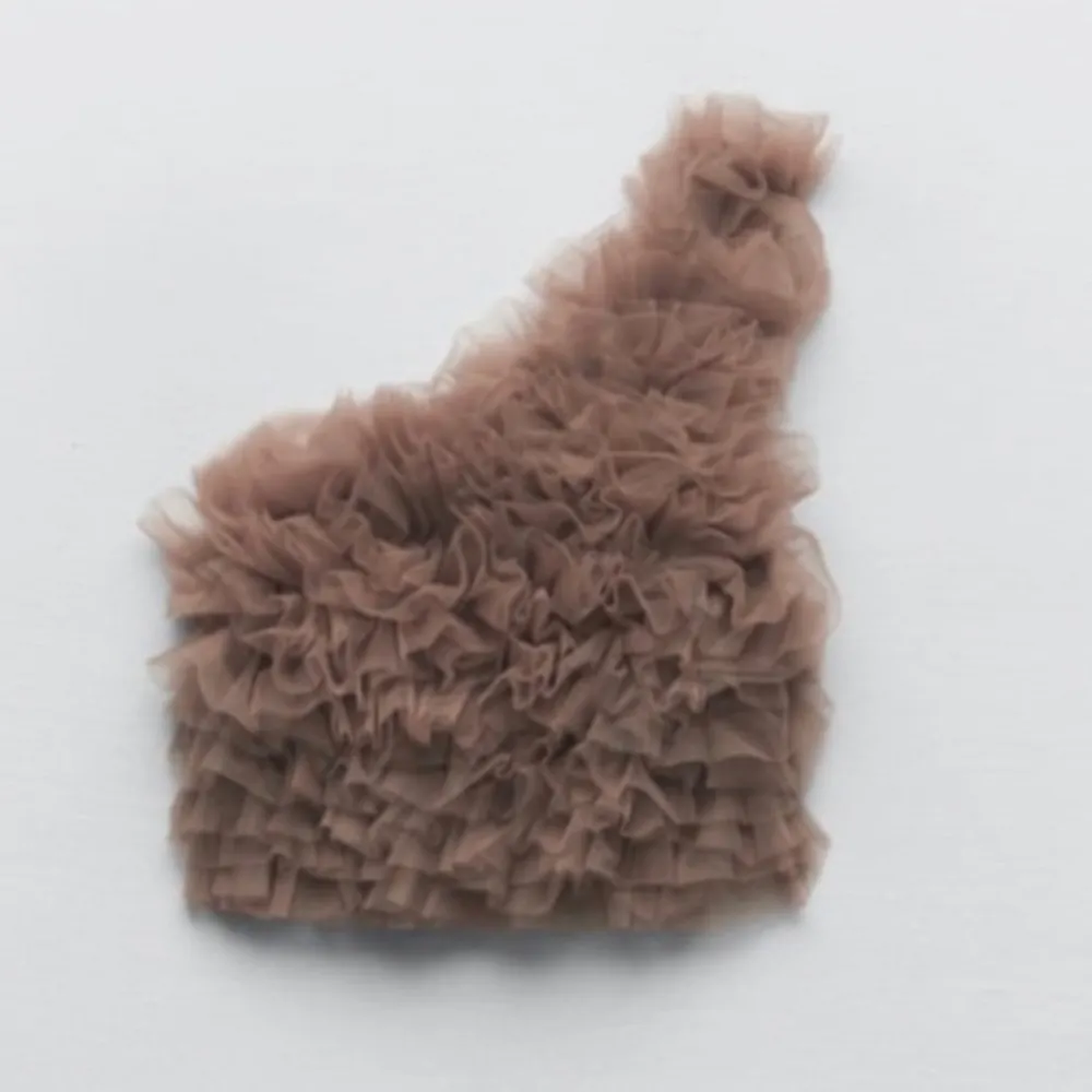 Zara dusty pink ruffle mesh organza one shoulder top - Image 2