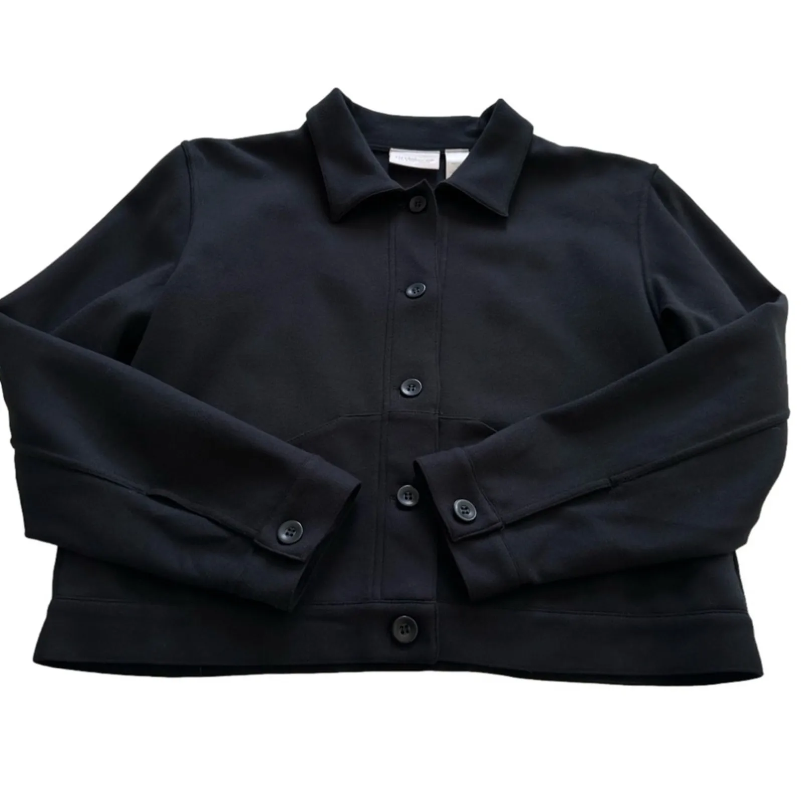 Liz Claiborne Liz & Co Jacket Black Button Front Pockets Sport Cardigan Size MP - Image 8