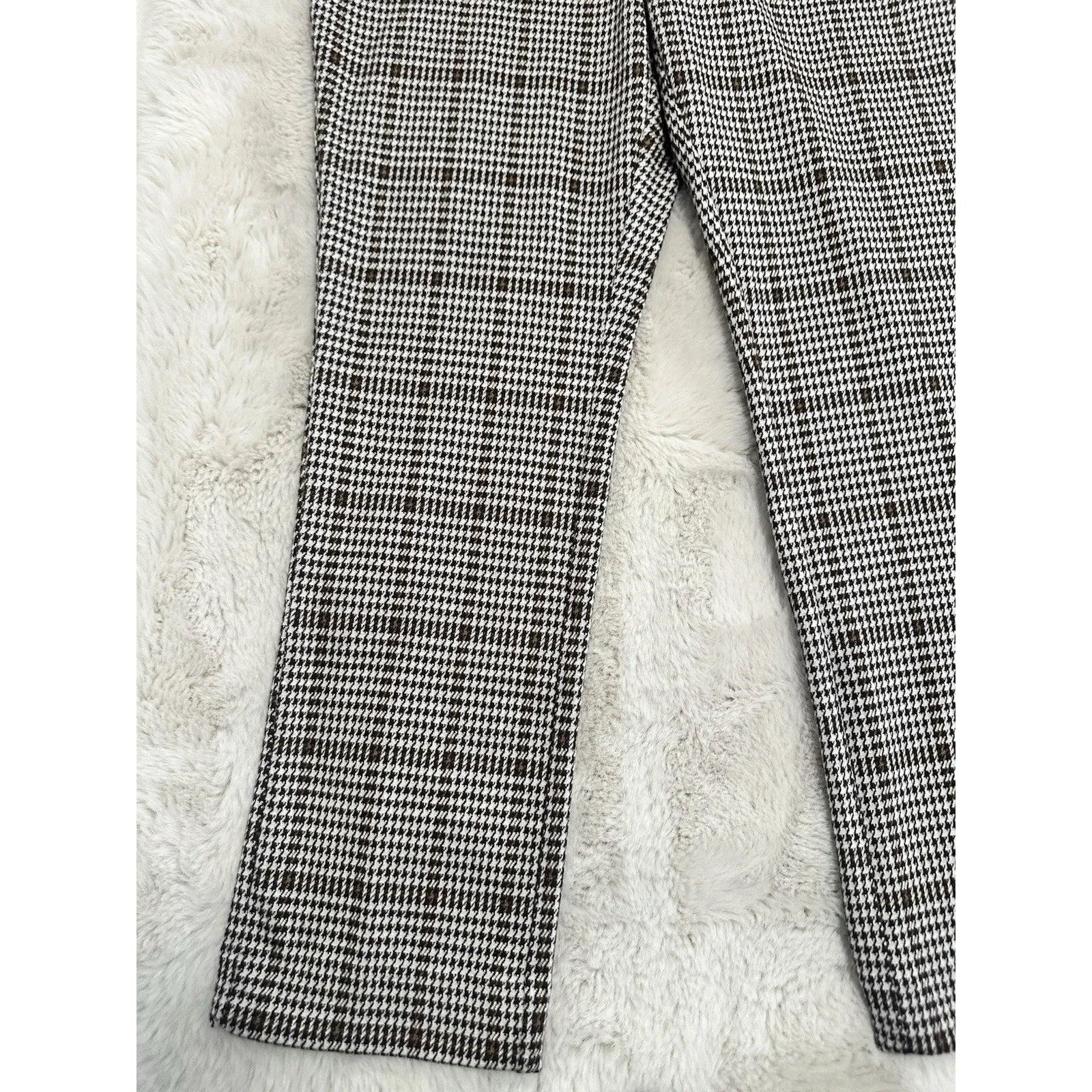 Free People Black & White Houndstooth Plaid Pants – Women's Size 12 - Image 3