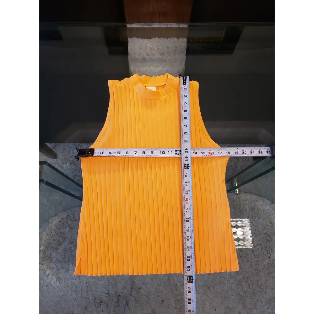 A New Day Orange Sleeveless Ribbed 2 Piece Short Set Size L Cotton Blend - Image 12