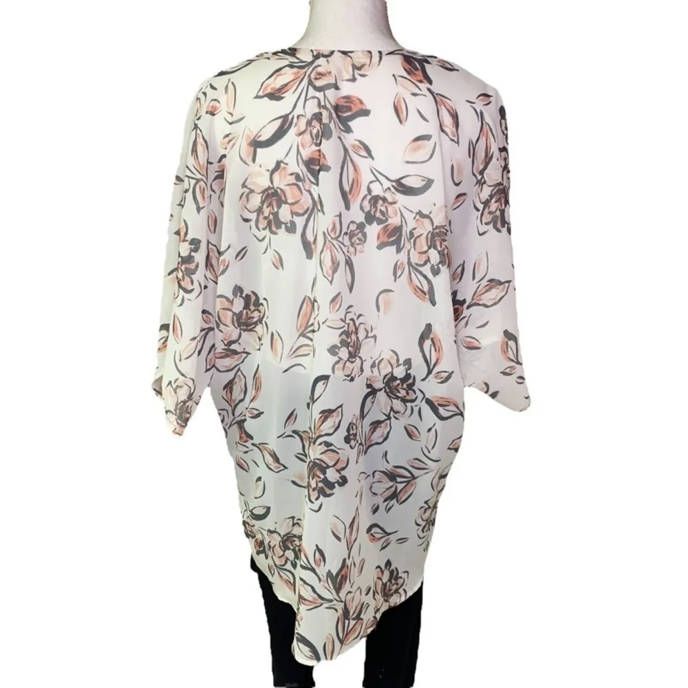 Women's𝅺 Liberty Love white floral print kimono cover up cardigan size xl - Image 5
