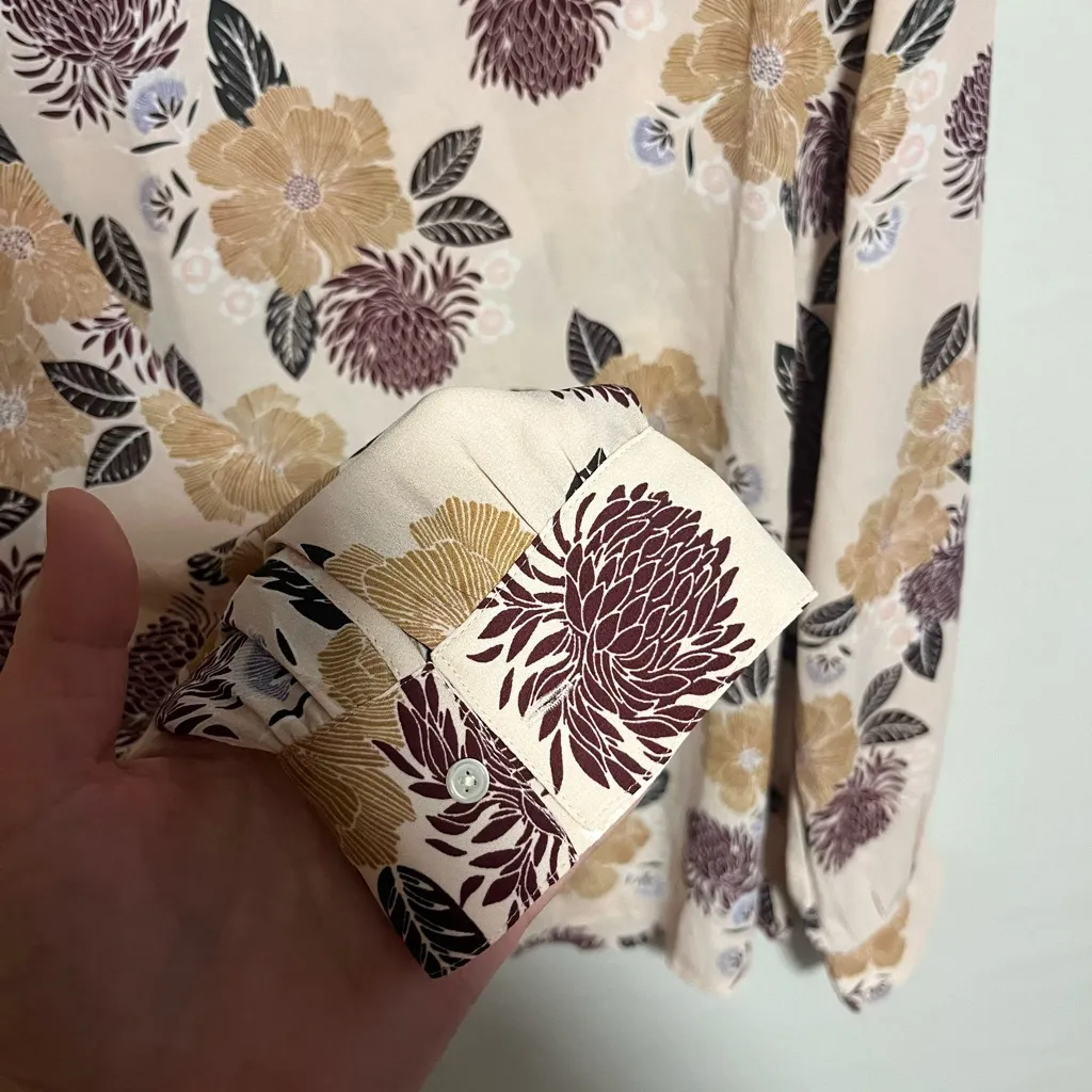 LOFT Floral Print Blouse - Cream and Brown - Image 3