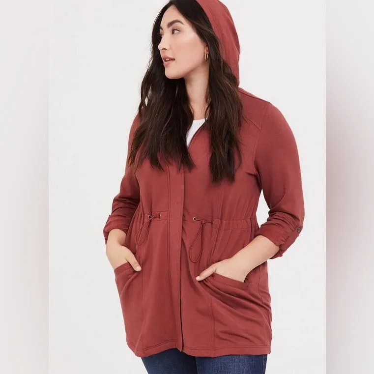 Torrid Brick Red Fleece Anorak Jacket - Size 18/20 (2) - Image 2