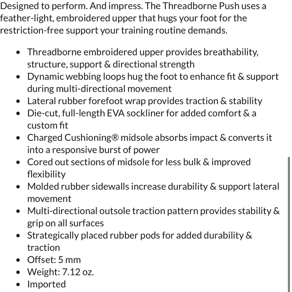 UNDER ARMOUR Threadborne Push Cross-Training Sneaker Midnight Navy Blue sz 8.5 - Image 5