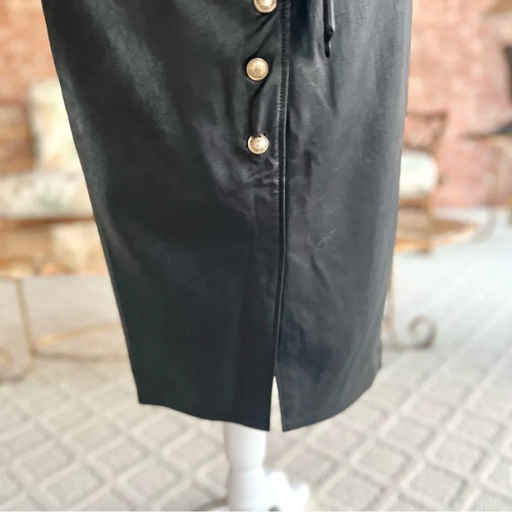 Bardot Black Faux Leather Tie Waist Pencil Skirt NWT 6 - Image 6