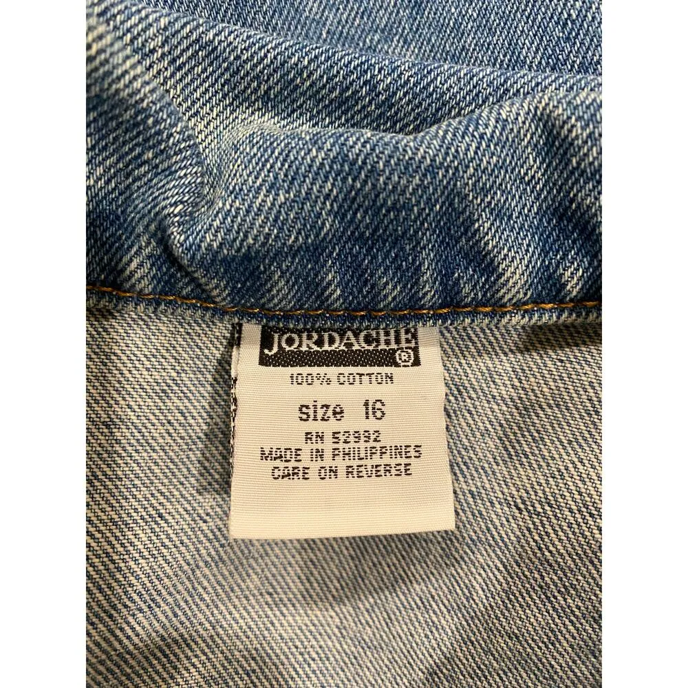 Vintage Jordache 100% Cotton Medium Wash Denim Jean Jacket Blue Women's Size 16 - Image 7