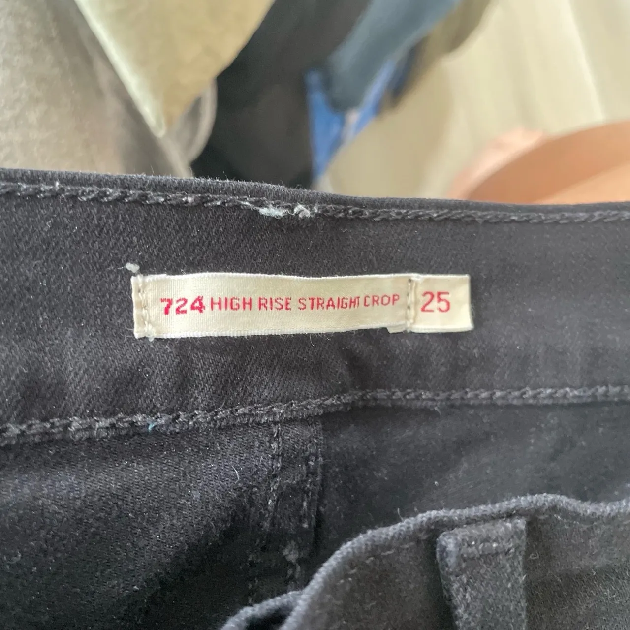 Levi's Womens Black Distressed High Rise Straight Crop Jeans‎ Size 25 - Image 5