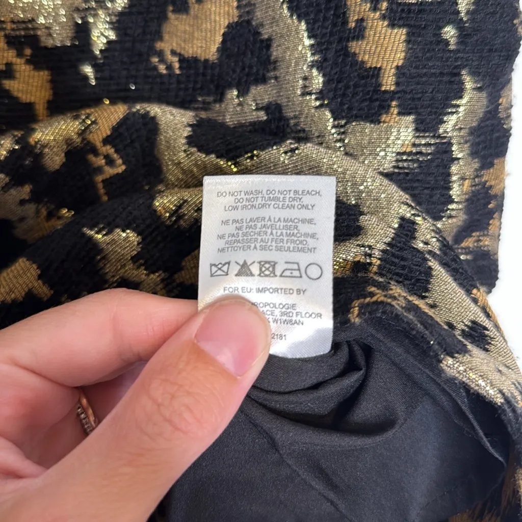 Hutch Anthropologie Black and Gold Leopard Print Blouse‎ - Image 8
