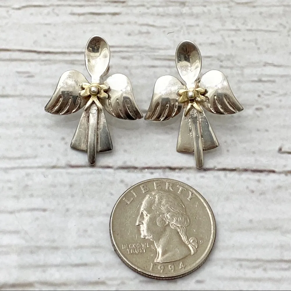 Southern Sterling Silver 2-tone Angel Earrings - Image 5