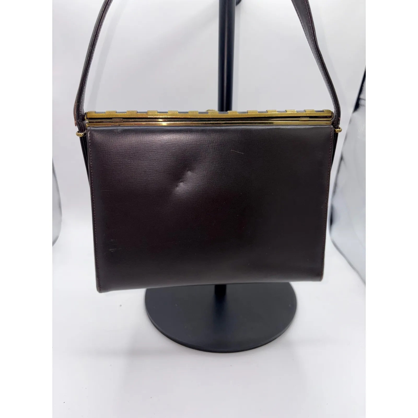 Vintage Collentz Originals Structured Brown Leather Handbag w/ accessories - Image 2