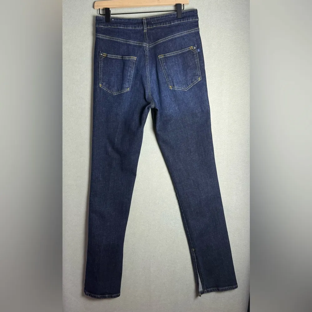 Pilcro Anthropologie Women's The Split Straight Leg Dark Wash Boot Cut Jeans 29 Blue - Image 2
