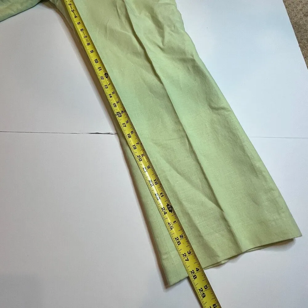 Kasper Green 12 Petite Linen Cotton Lime Pants Lined Office Vacation Beach Size 12P - Image 3
