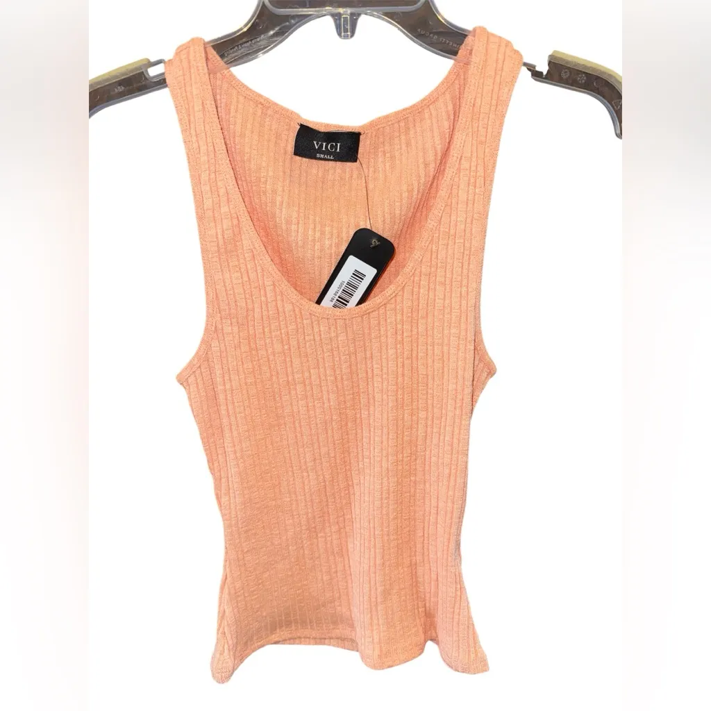 Vici Apricot Ribbed Tank Top - Image 3