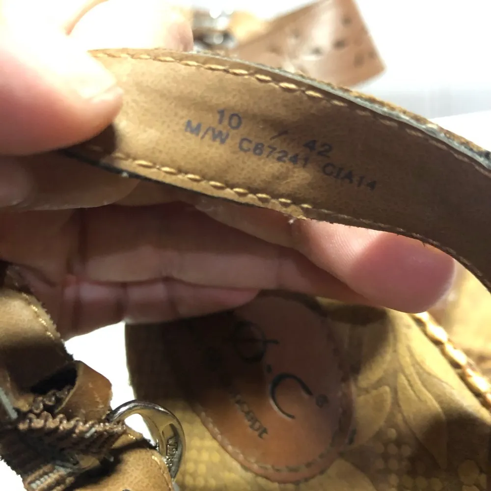 B.O.C Brown Leather Wedge Sandals Size 10 - Image 3