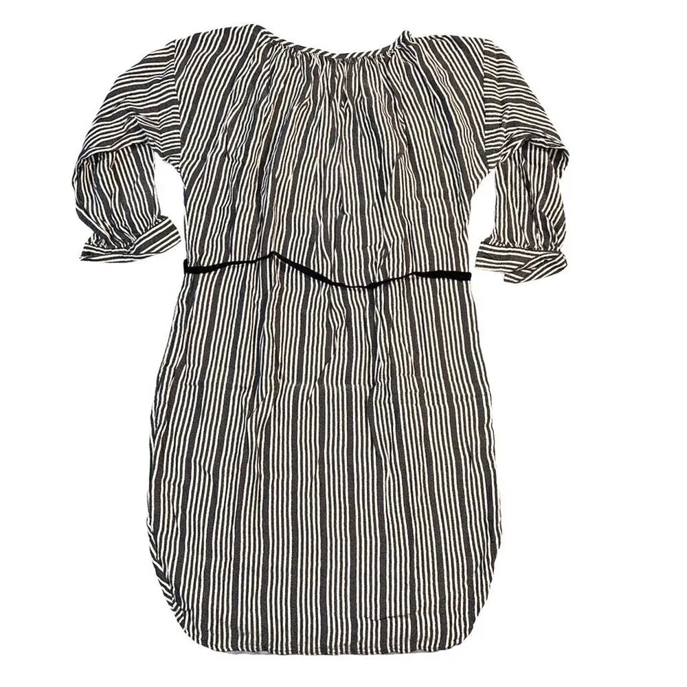 Ann Taylor LOFT Womens Tunic Dress Striped Belted Short Sleeves Pullover XS - Image 8