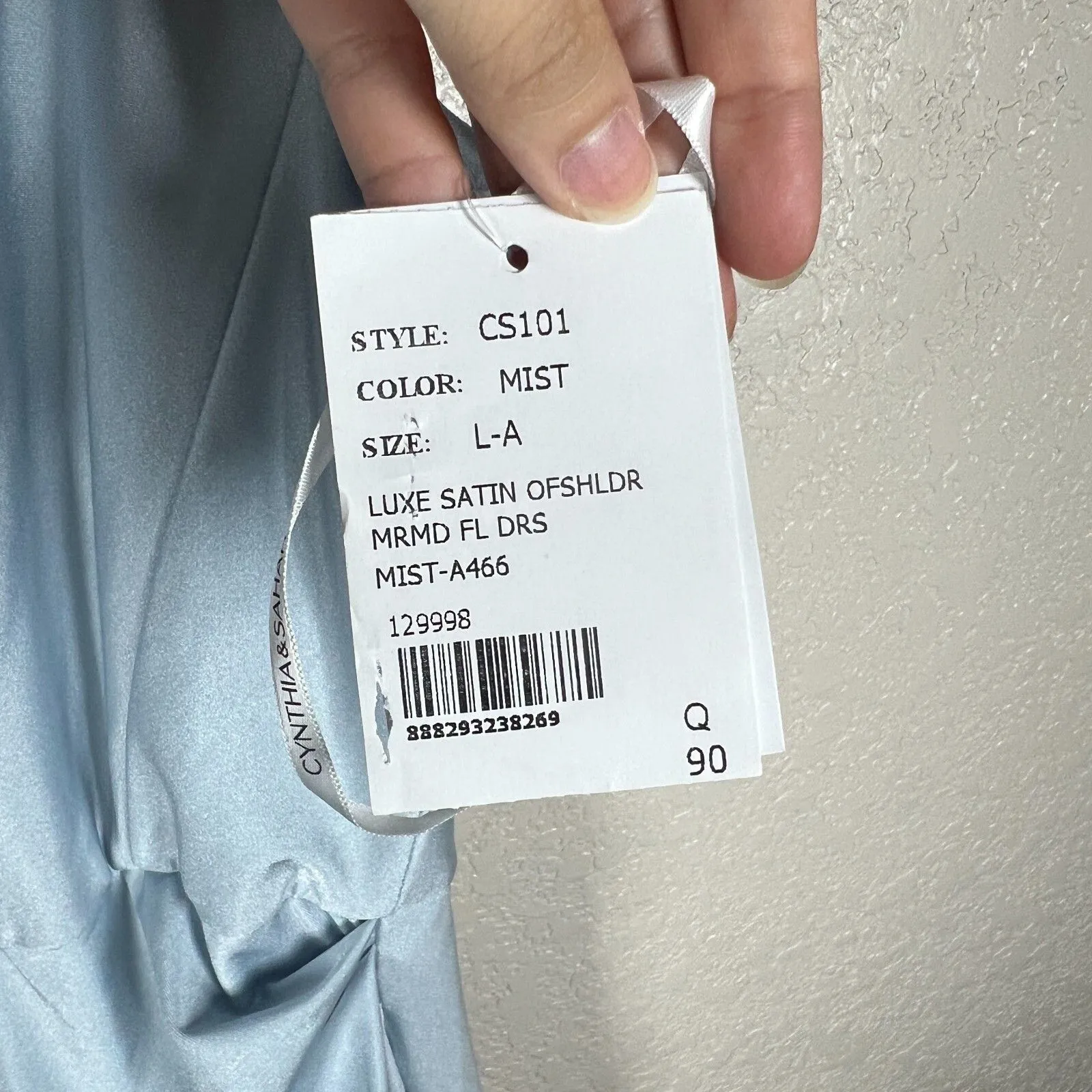 Cynthia & Sahar Gown Large Off Shoulder Corset Satin Dress Mermaid Baby Blue - Image 8