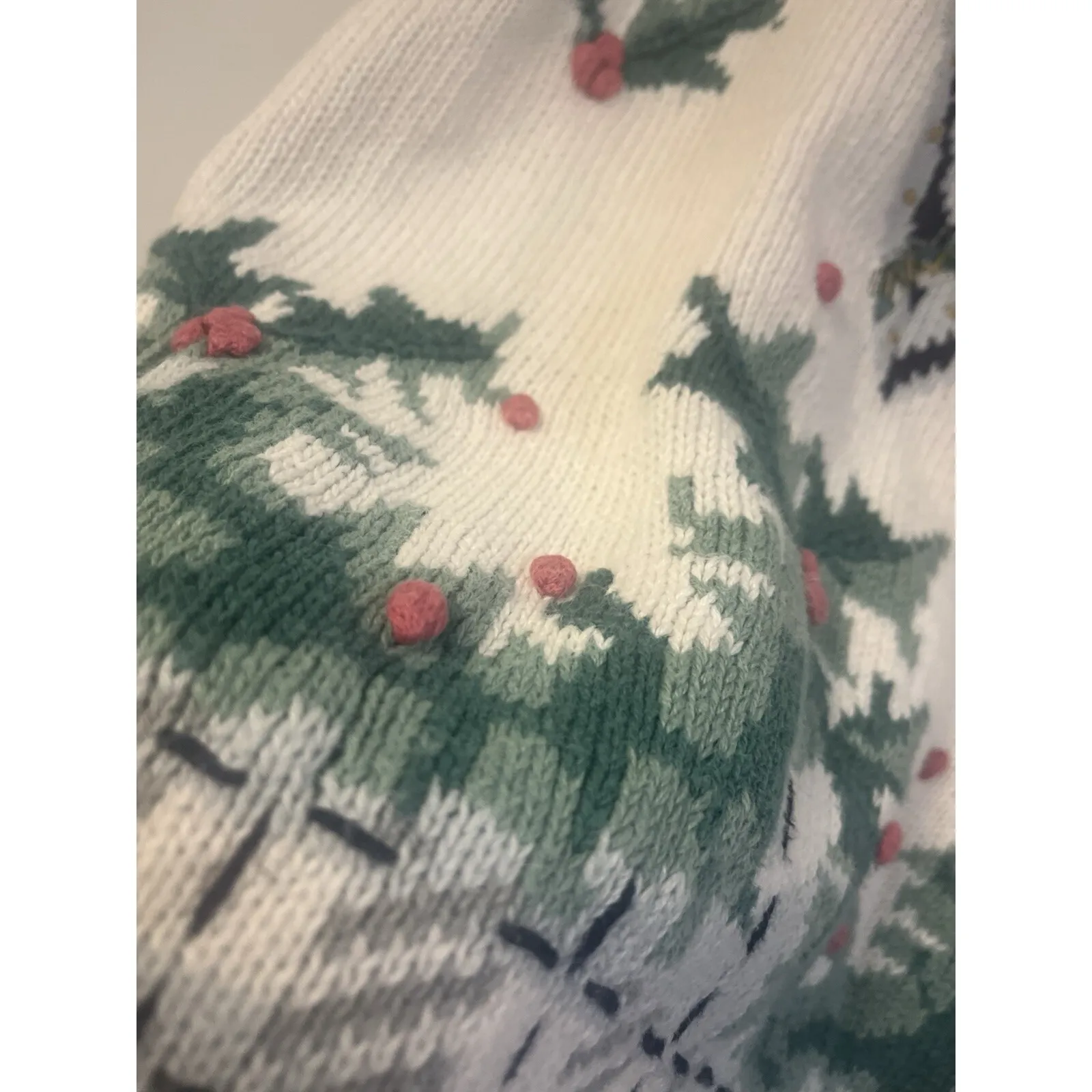 Not Ugly Christmas Sweater Size L Angel Holly Beaded  The Villager Tunic Y2K - Image 6