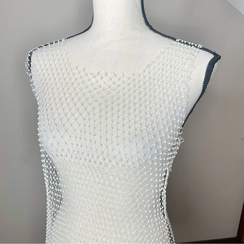 Lulus Sunlight Sparkle White Fishnet Rhinestone Maxi Dress Swim Coverup XS/S NWT - Image 4