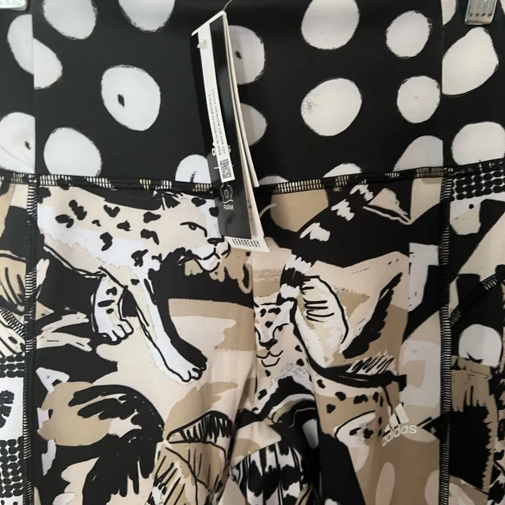 Adidas X Farm Rio High Rise Tight Fit Leggings NWT XS Black - Image 4