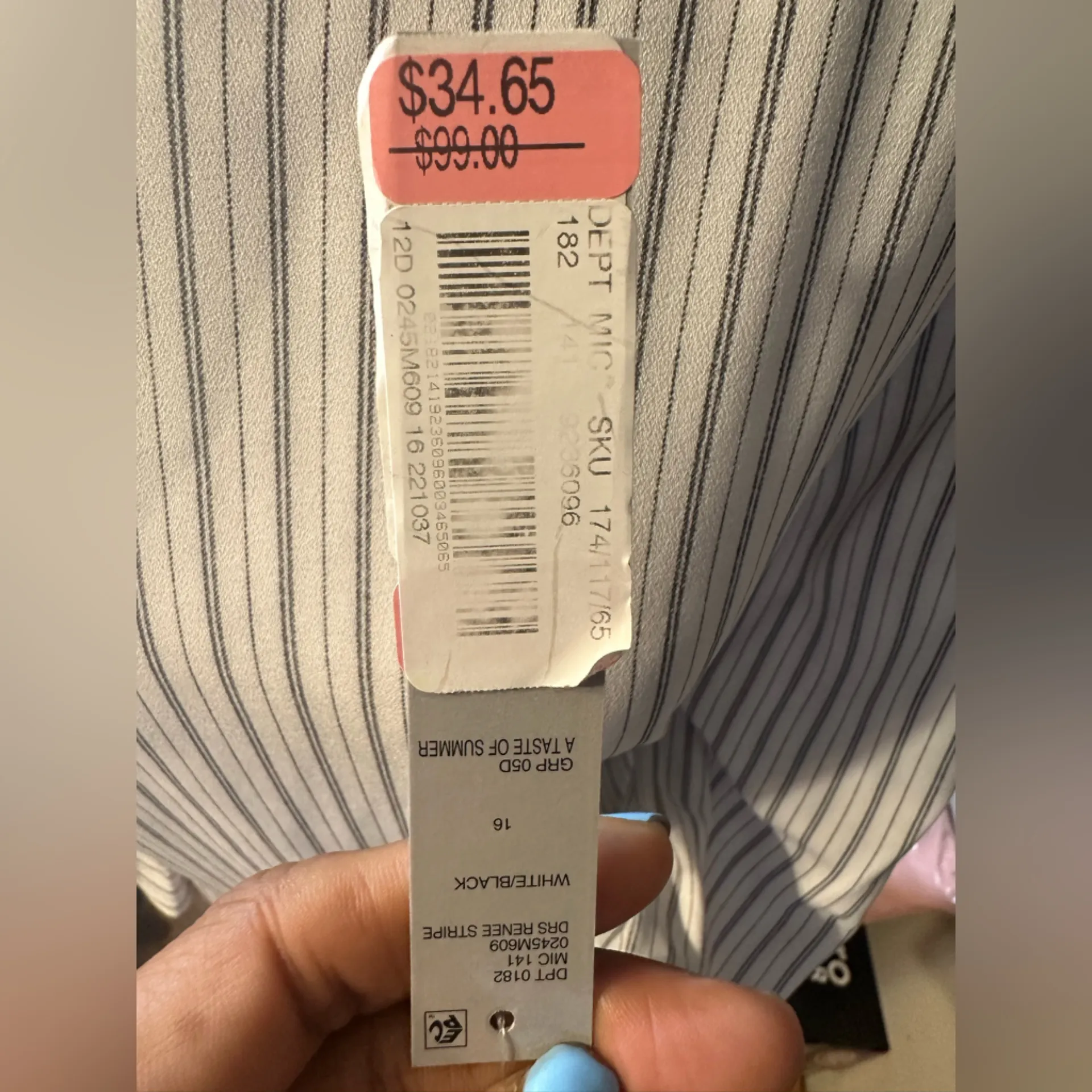 Preston & York Elegant Cream Striped Long Sleeve Dress - Image 3