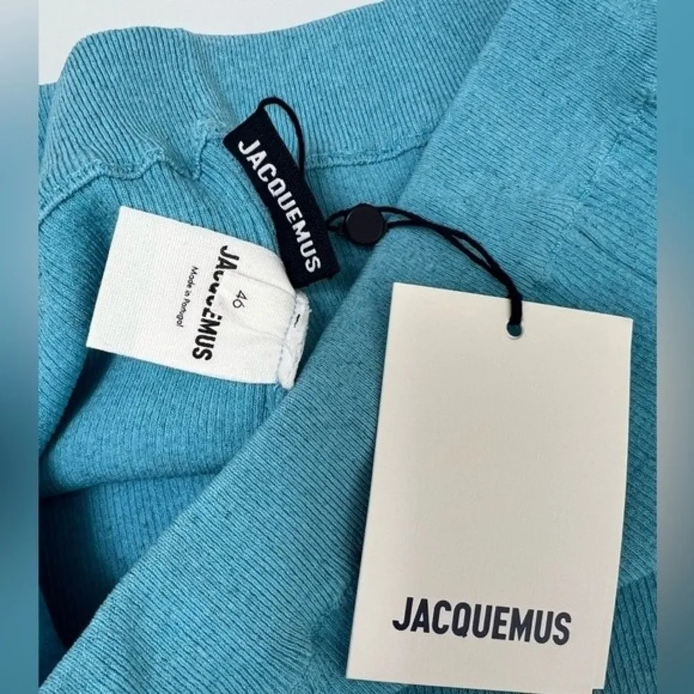 NWT Jacquemus Le Pantalon Baunhila Ribbed Linen Blend Pants Turquoise EU 46 - Image 8