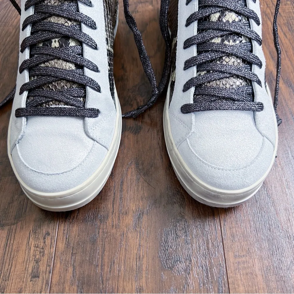 P448 • Skate Snakeskin Print High Top Sneaker Python Brown lace up glitter snake - Image 4