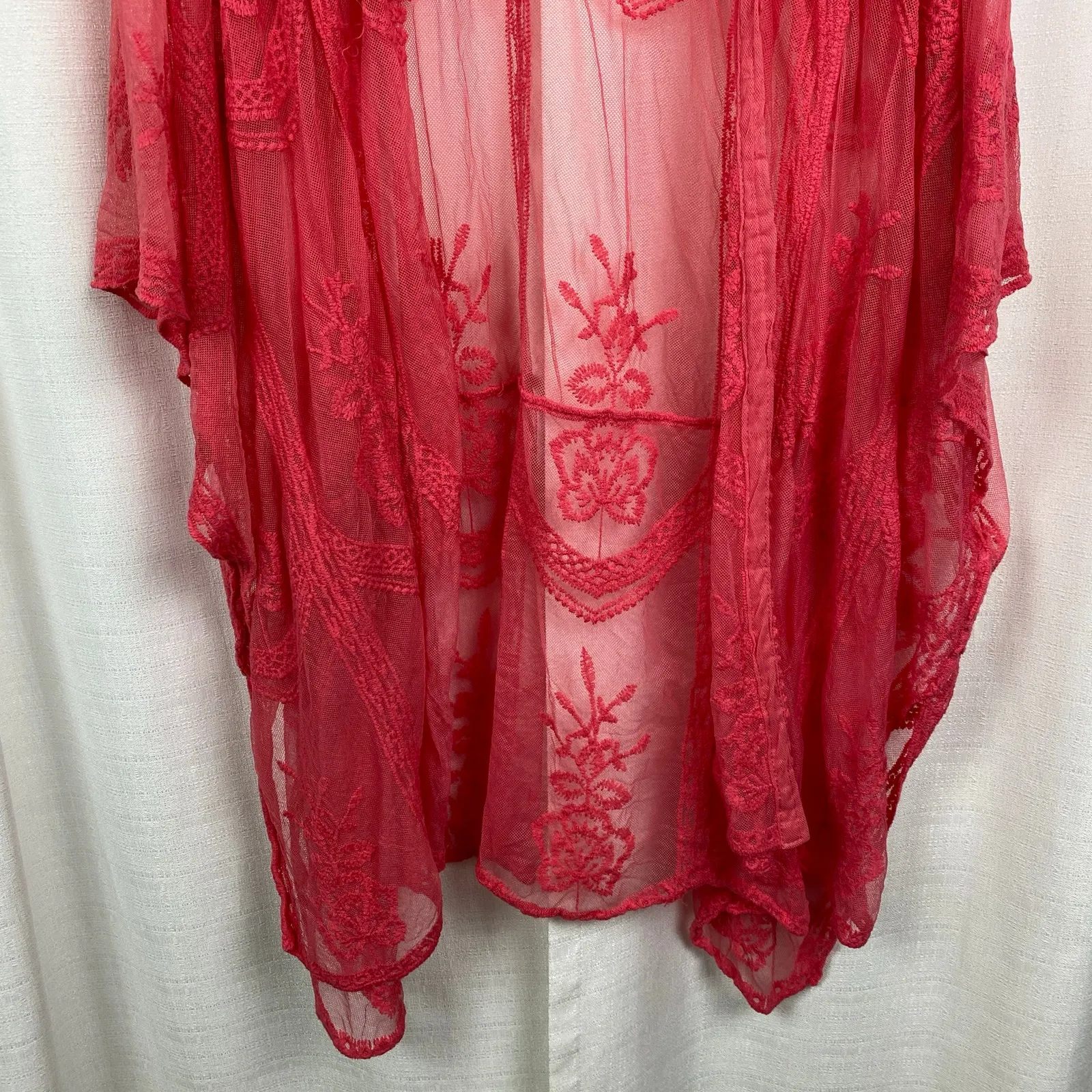 Torrid Pink Mesh Embroidered Ruana Kimono Sz.OS NWT - Image 8