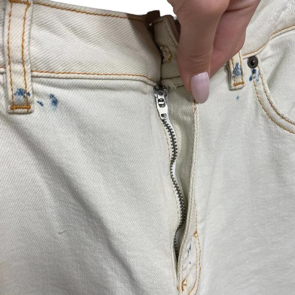 Maje Acid Wash Straight‎ Leg Jeans White Denim Size 40 / US 8 - Image 7