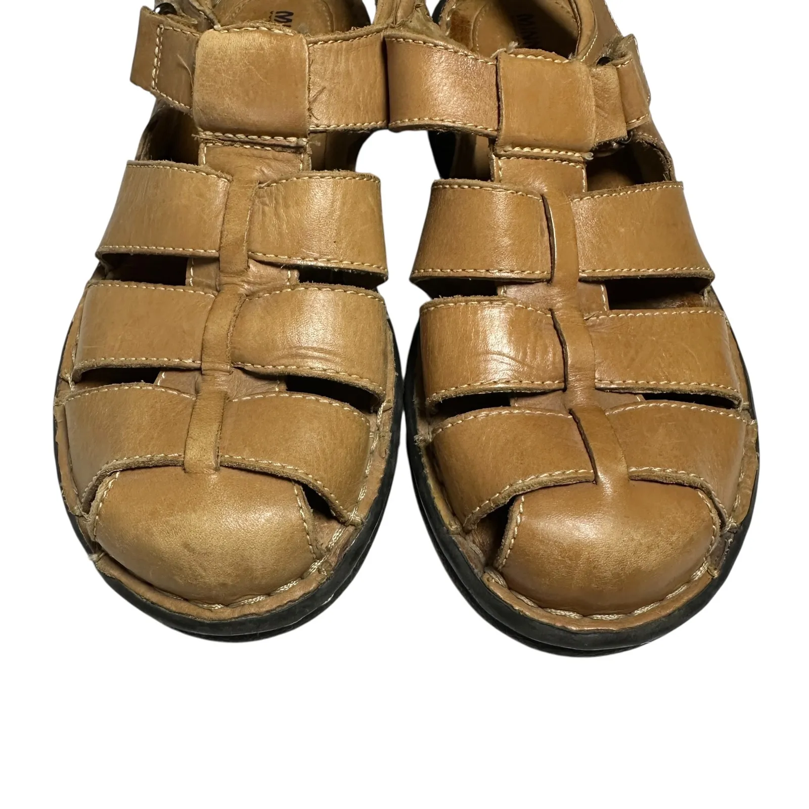 Minnetonka Leather Fisherman Closed Toe Sandals Tan Women's Size 9N Casual Retro - Image 9