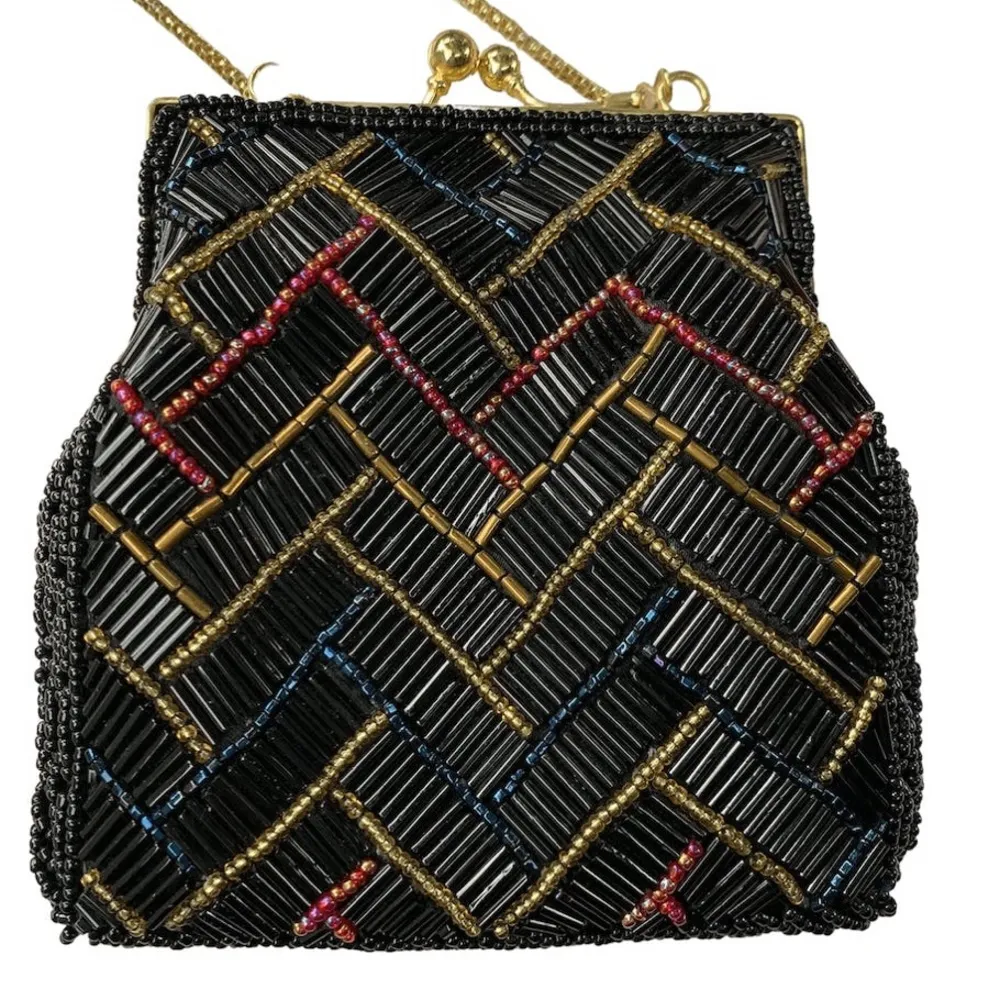 Regale Beaded Clutch Evening Purse Black - Image 2