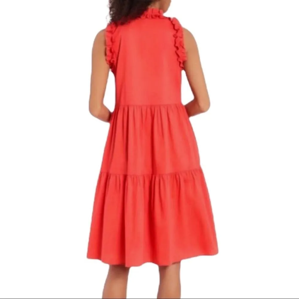 Maggy London Women's Shift Dress Coral Pink Poplin Ruffle Sleeve Hem Plus 16 - Image 13