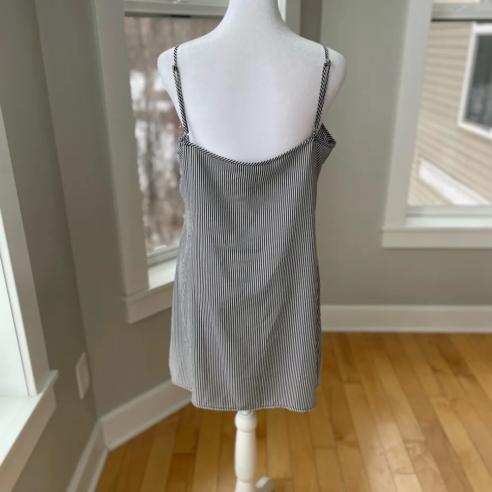 White House Black Market Black and White Stripe Mini Slip Dress Size 6 - Image 2