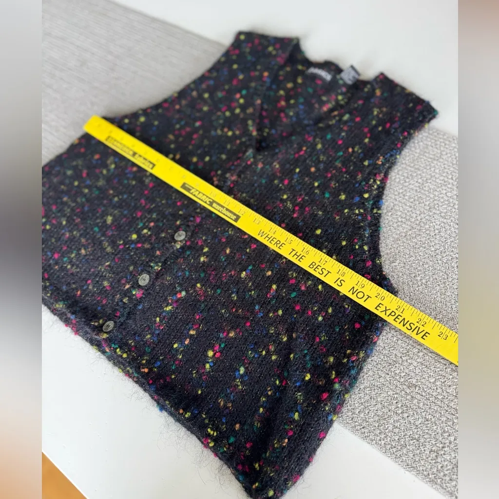 Vintage 80s 90s Stefano Basics Black Pink Speckled Button Down Sweater Vest Sz L Size L - Image 7
