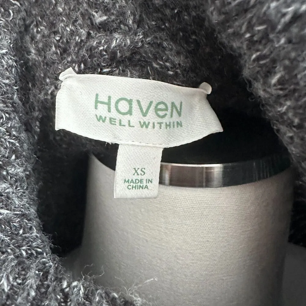 Haven Well Within Sweater Dress Womens XS Hooded Lounge Stretch Rib Knit Midi Gray - Image 6