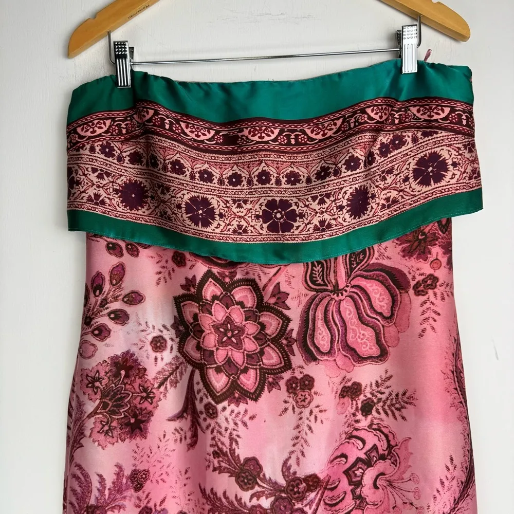 ZARA NWT  Strapless Printed Midi Maxi Dress Sz XL Pink Abstract Floral Slip - Image 6