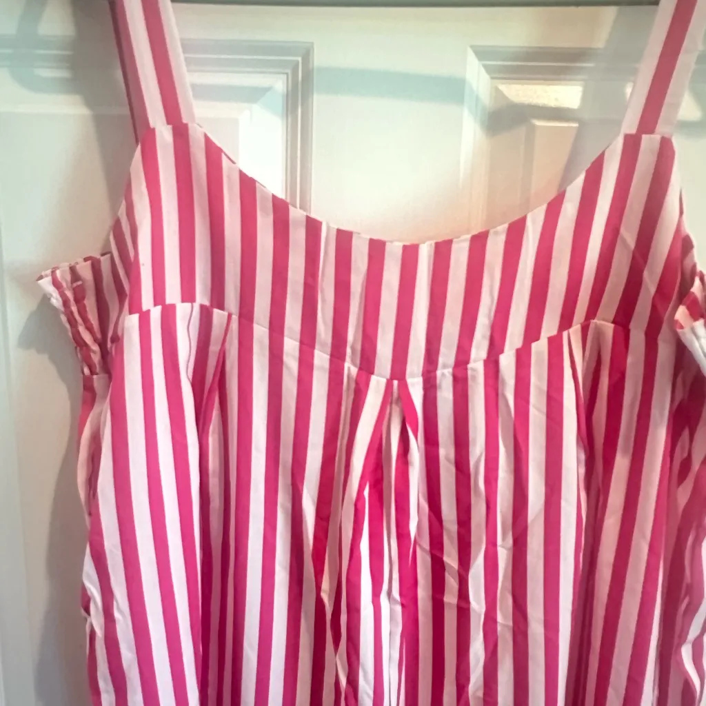Pink and White Striped Jumpsuit Size L - Image 4