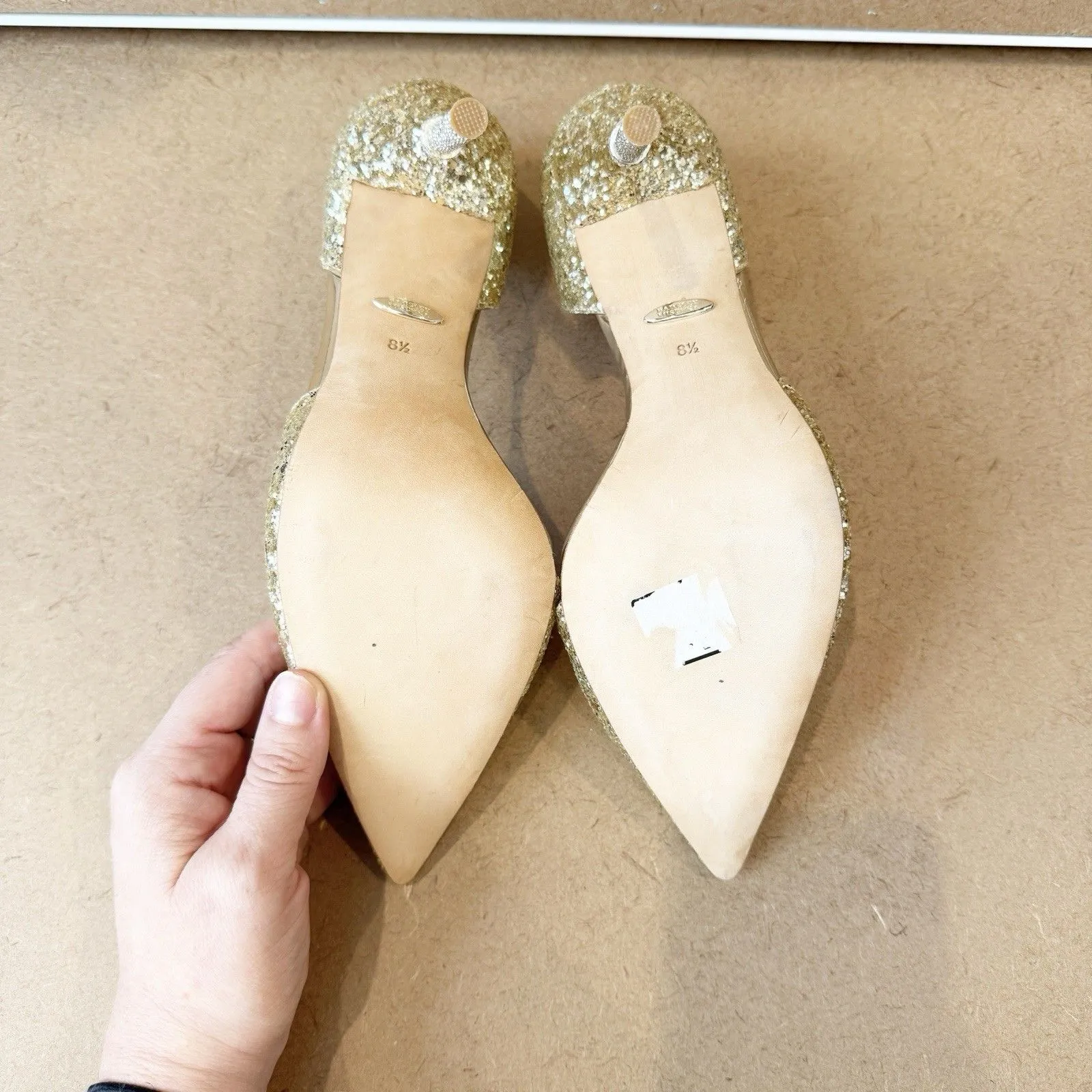 Badgley Mischka Womens Gold Glittered Evening Pumps Size 8.5 Formal Wedding Prom - Image 8