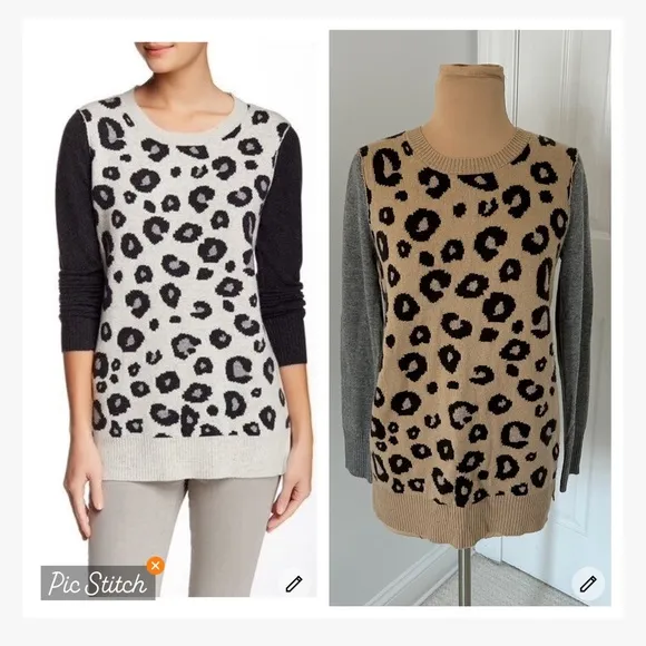 Michael Stars Wool/Cashmere Blend Leopard Print Sweater - Image 2