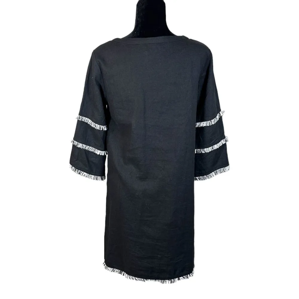 For Cynthia Black Linen Shift Dress Women's Size Small - Image 5