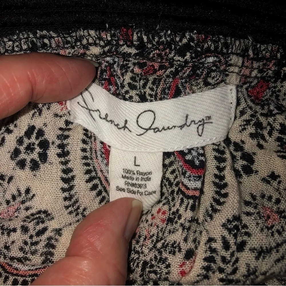 Gypsy Maxi Skirt Size Large Paisley Gauzy Black Red Boho Festival Summer Beach - Image 6