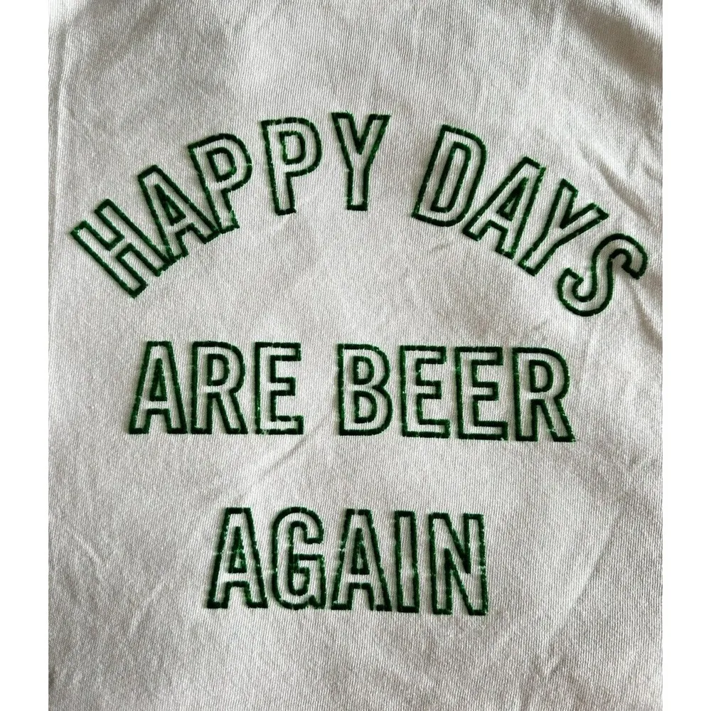 New Lucky Brand Women's Happy Days Are Beer Again T-Shirt White Green XXL NLA - Image 4
