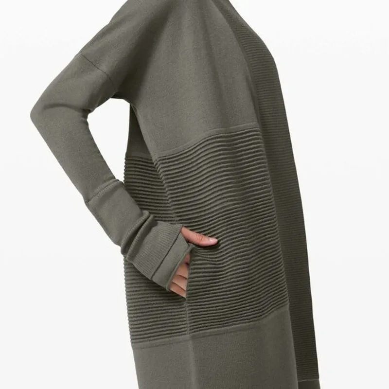 Lululemon Sit In Lotus Wrap Grey Sage Green Size L/XL Merino Wool Cardigan $148 - Image 2